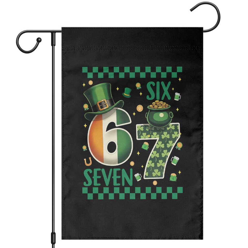 Funny St Patricks Six Seven Garden Flag Gen Z Irish Gift TS12 Black Print Your Wear