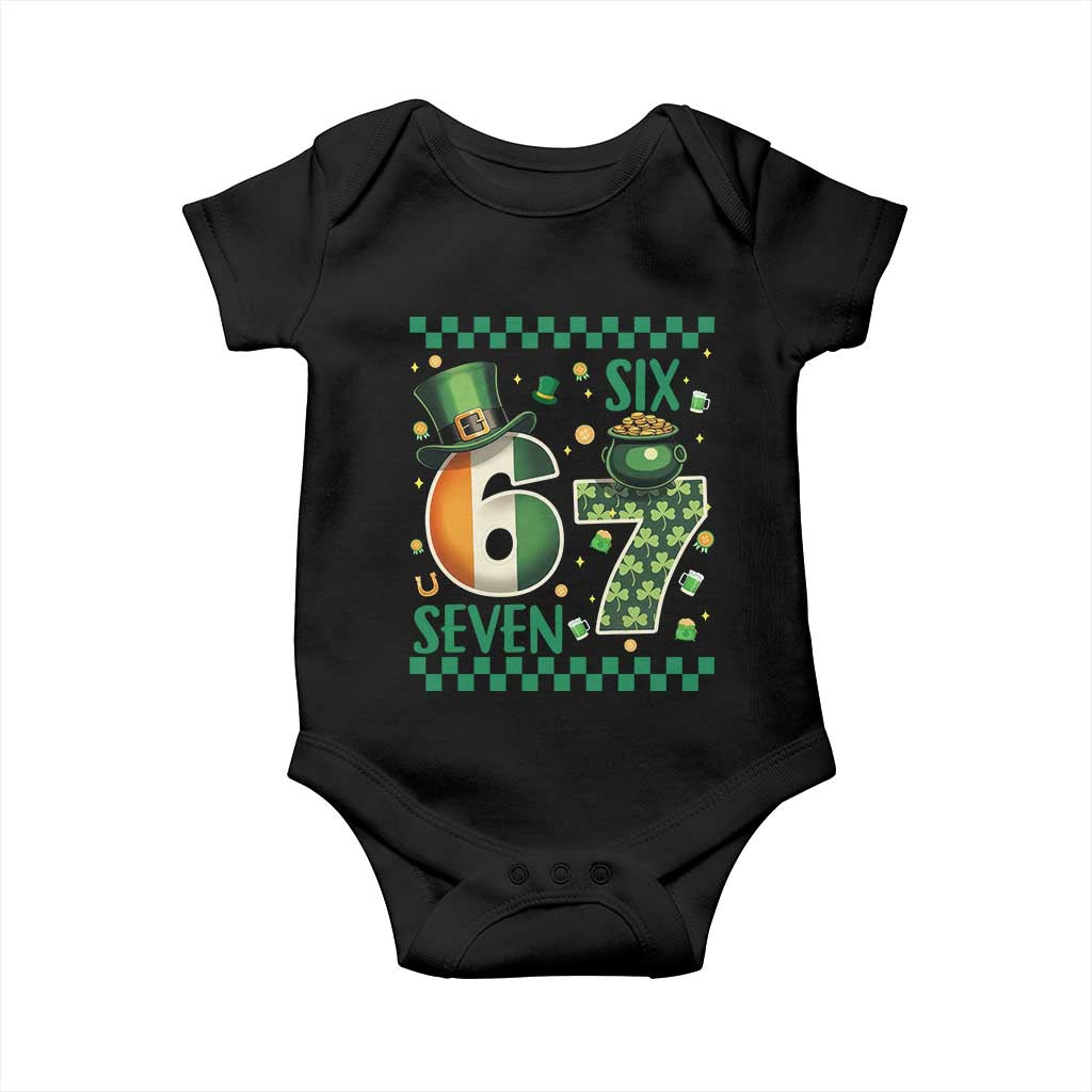 Funny St Patricks Six Seven Baby Onesie Gen Z Irish Gift TS12 Black Print Your Wear