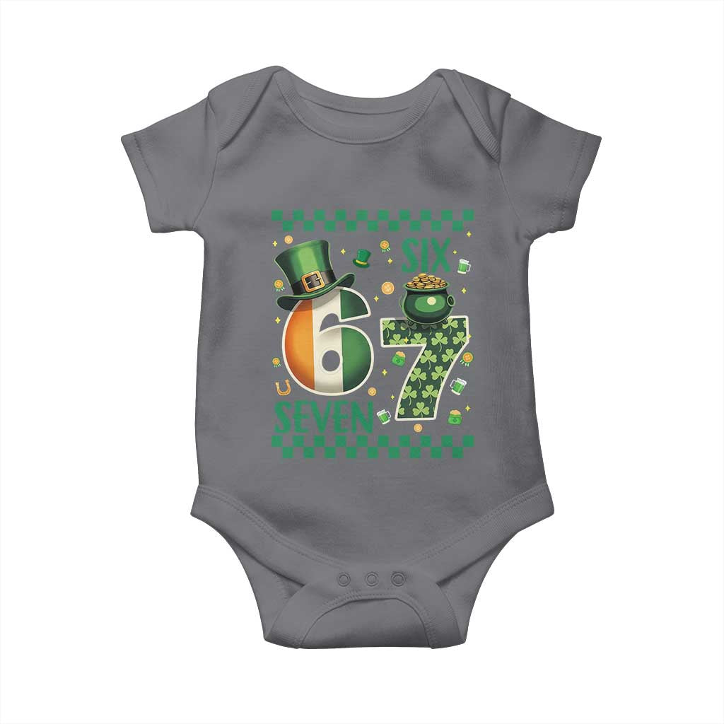 Funny St Patricks Six Seven Baby Onesie Gen Z Irish Gift TS12 Charcoal Print Your Wear