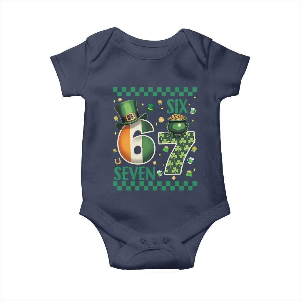Funny St Patricks Six Seven Baby Onesie Gen Z Irish Gift TS12 Navy Print Your Wear