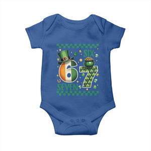 Funny St Patricks Six Seven Baby Onesie Gen Z Irish Gift TS12 Royal Blue Print Your Wear