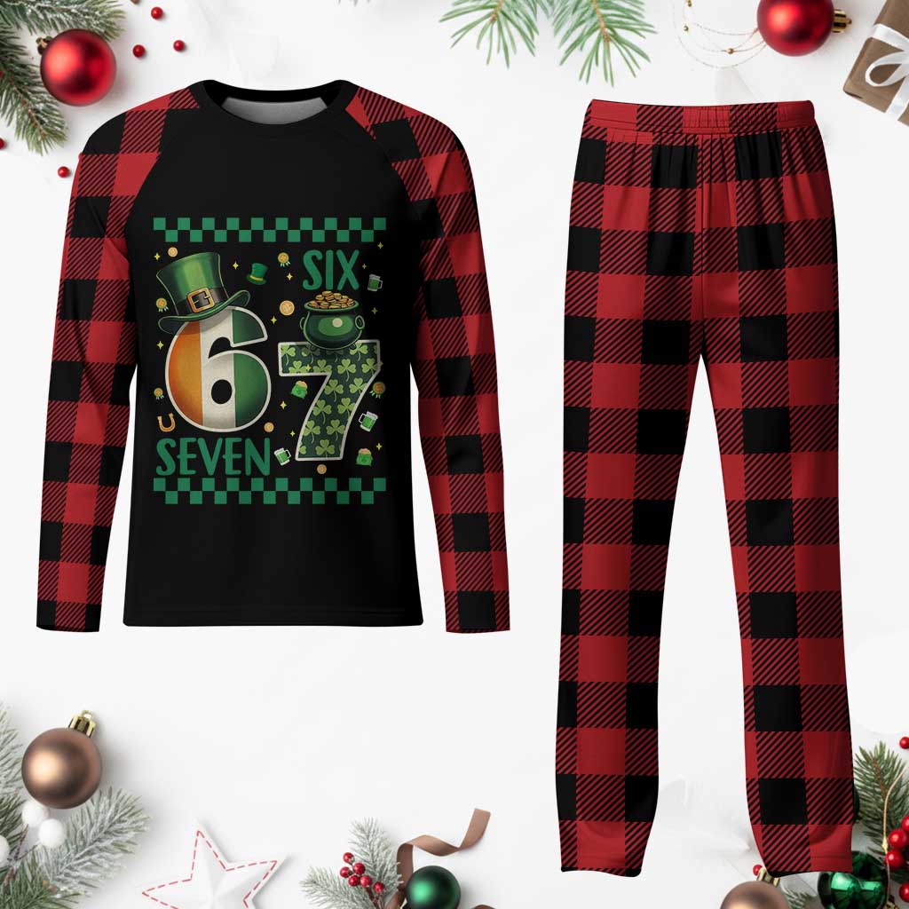 Funny St Patricks Six Seven Plaid Pajama Set Gen Z Irish Gift TS12 Buffalo Plaid Print Your Wear