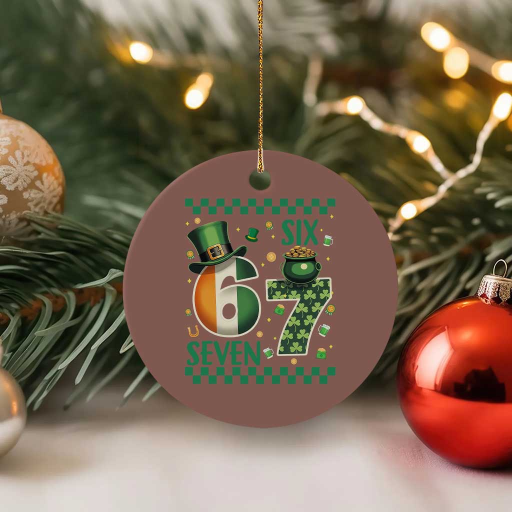 Funny St Patricks Six Seven Ceramic Ornament Gen Z Irish Gift TS12 1pc Mocha Print Your Wear