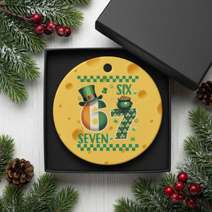 Funny St Patricks Six Seven Ceramic Ornament Gen Z Irish Gift TS12 1pc Yellow Cheese Print Your Wear