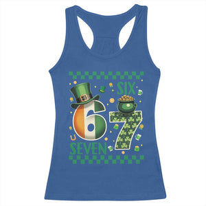 Funny St Patricks Six Seven Racerback Tank Top Gen Z Irish Gift TS12 Royal Blue Print Your Wear