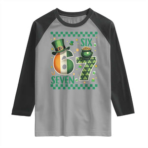 Funny St Patricks Six Seven Raglan Shirt Gen Z Irish Gift TS12 Sport Gray Black Print Your Wear