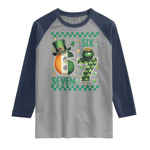 Funny St Patricks Six Seven Raglan Shirt Gen Z Irish Gift TS12 Sport Gray Navy Print Your Wear