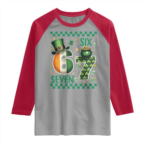 Funny St Patricks Six Seven Raglan Shirt Gen Z Irish Gift TS12 Sport Gray Red Print Your Wear