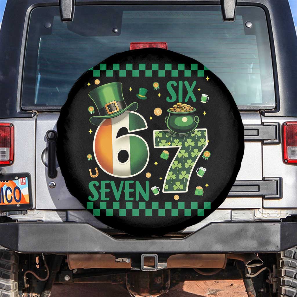 Funny St Patricks Six Seven Spare Tire Cover Gen Z Irish Gift TS12 No hole Black Print Your Wear