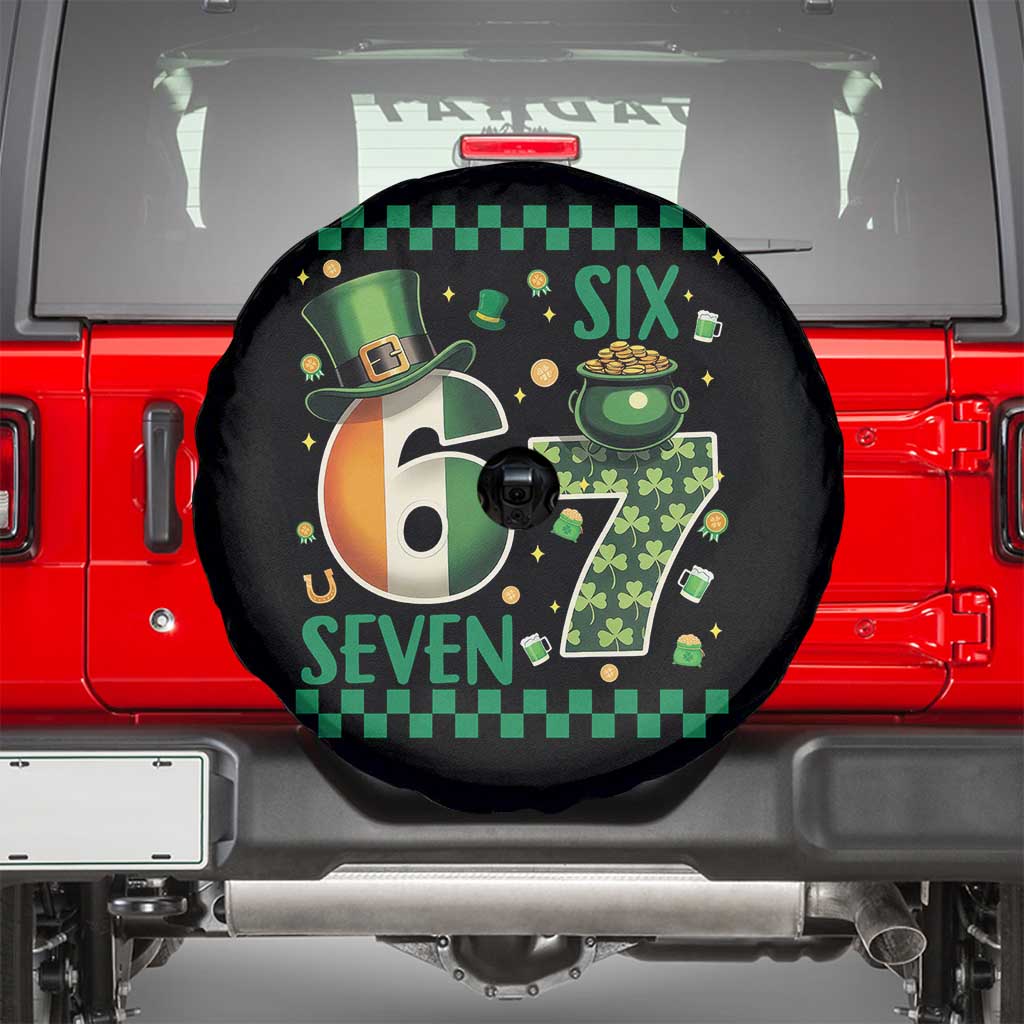 Funny St Patricks Six Seven Spare Tire Cover Gen Z Irish Gift TS12 Black Print Your Wear