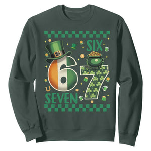 Funny St Patricks Six Seven Sweatshirt Gen Z Irish Gift TS12 Dark Forest Green Print Your Wear