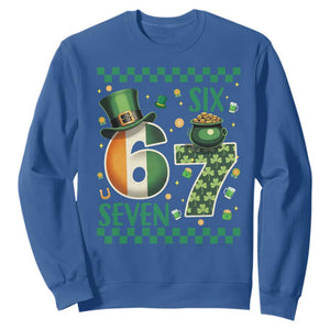 Funny St Patricks Six Seven Sweatshirt Gen Z Irish Gift TS12 Royal Blue Print Your Wear