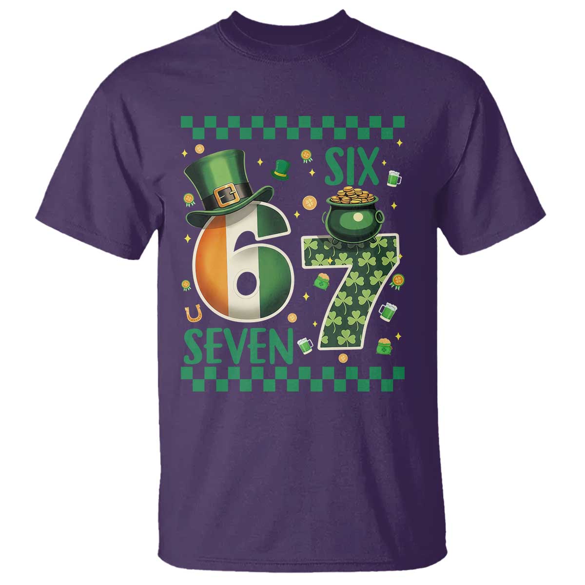 Funny St Patricks Six Seven T Shirt Gen Z Irish Gift TS12 Purple Print Your Wear