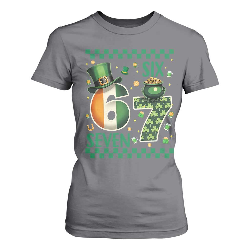 Funny St Patricks Six Seven T Shirt For Women Gen Z Irish Gift TS12 Charcoal Print Your Wear