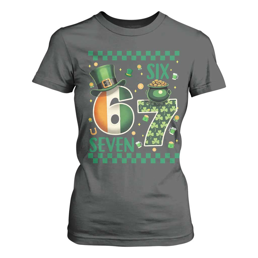 Funny St Patricks Six Seven T Shirt For Women Gen Z Irish Gift TS12 Dark Heather Print Your Wear