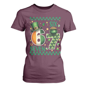 Funny St Patricks Six Seven T Shirt For Women Gen Z Irish Gift TS12 Maroon Print Your Wear
