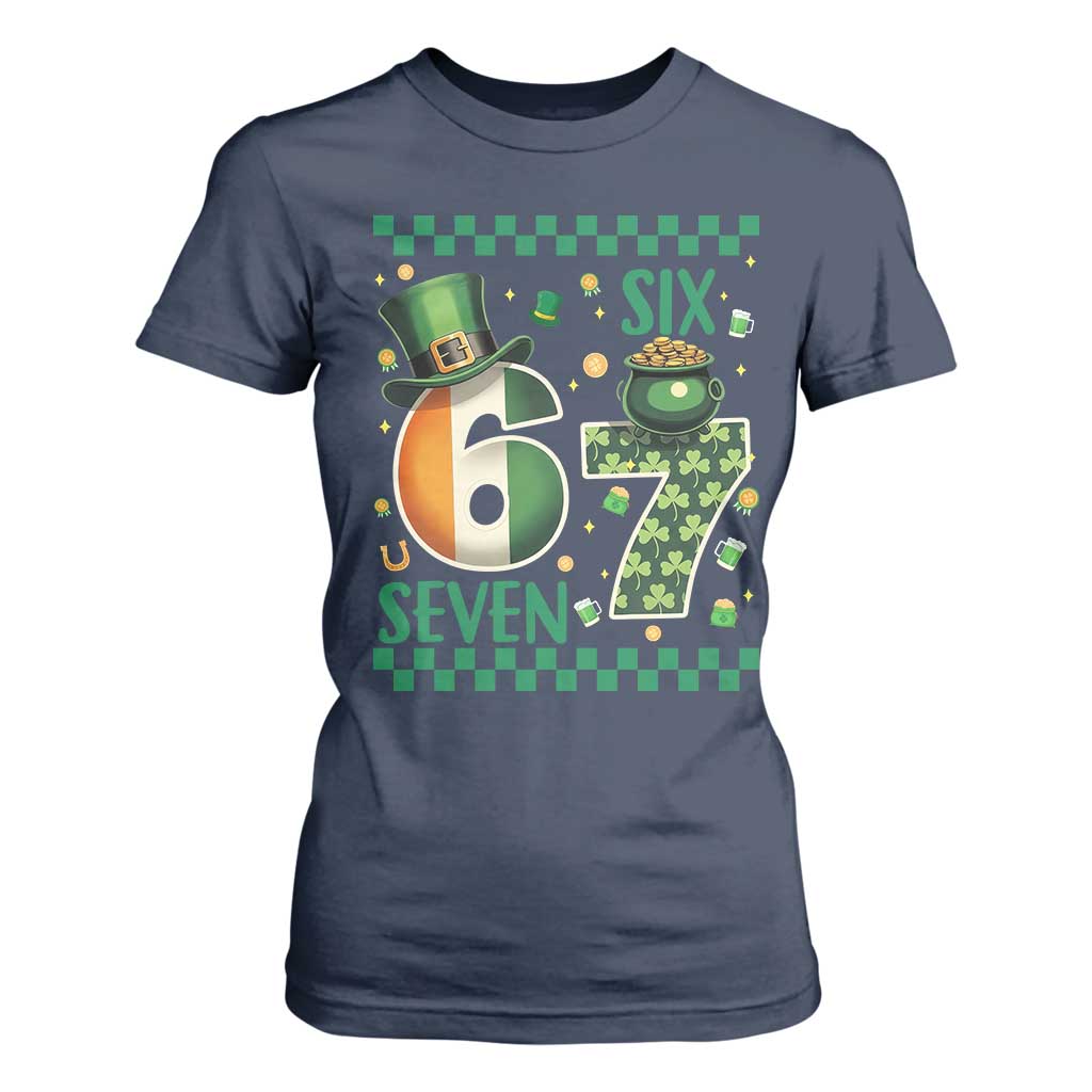 Funny St Patricks Six Seven T Shirt For Women Gen Z Irish Gift TS12 Navy Print Your Wear