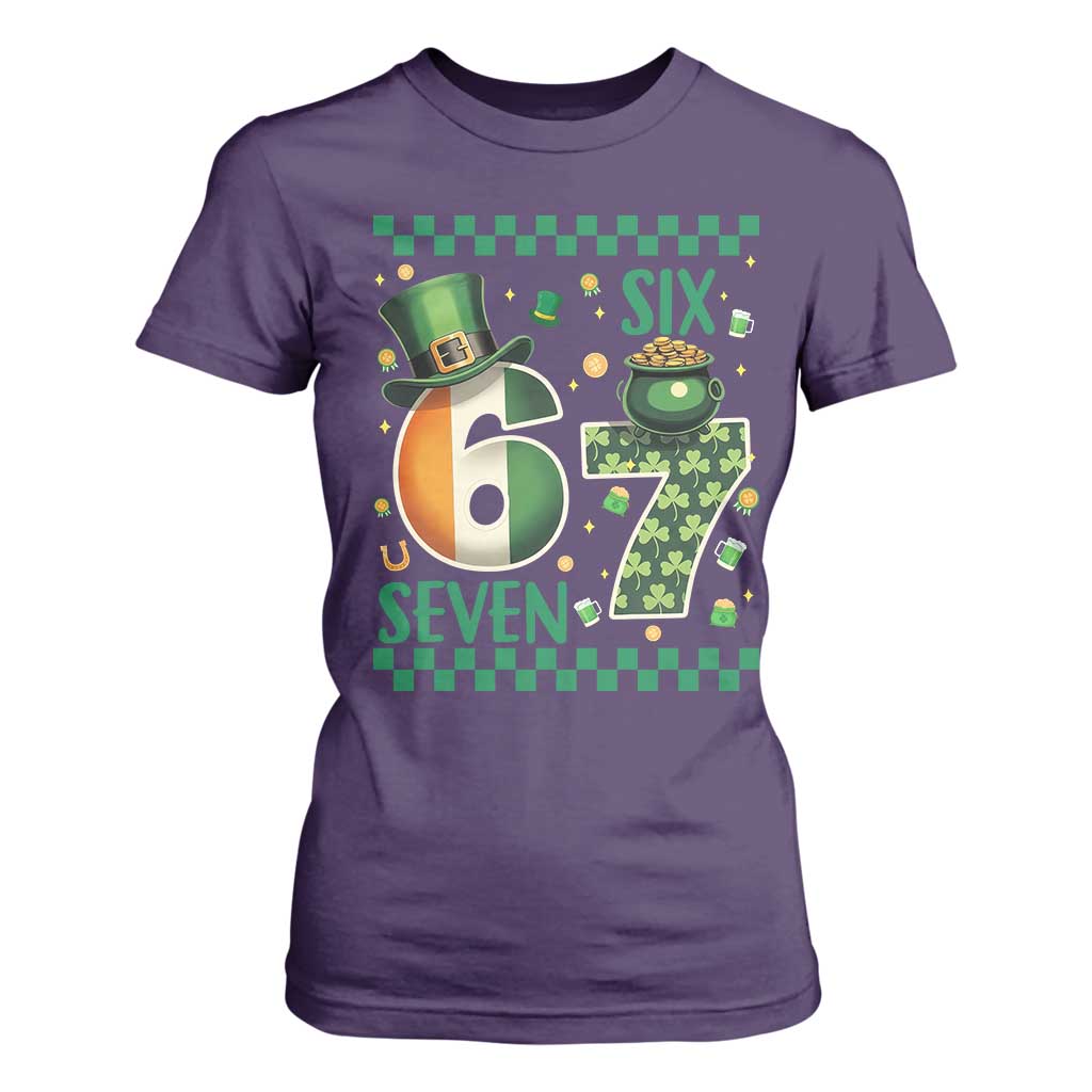 Funny St Patricks Six Seven T Shirt For Women Gen Z Irish Gift TS12 Purple Print Your Wear
