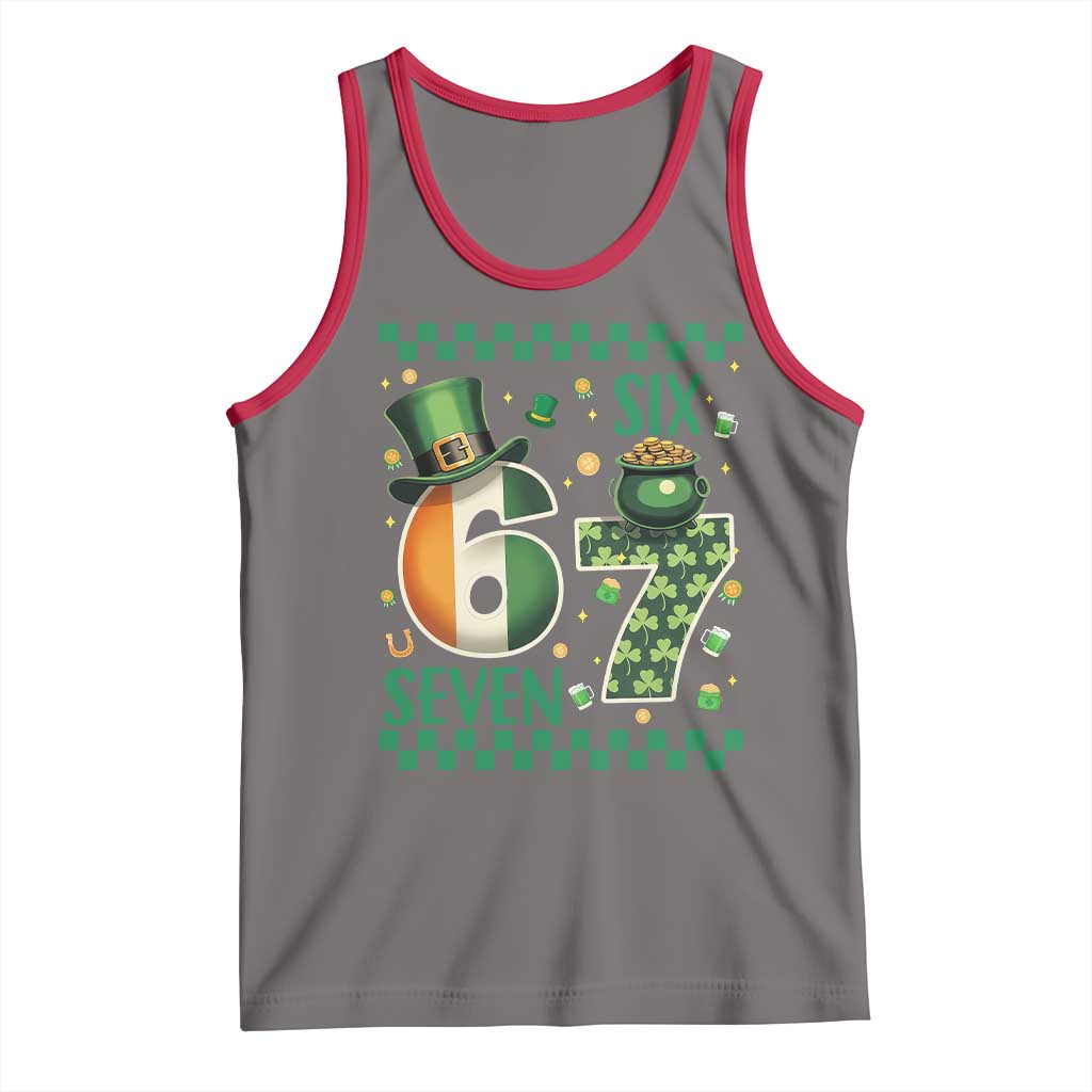 Funny St Patricks Six Seven Tank Top Gen Z Irish Gift TS12 Deep Heather Red Print Your Wear