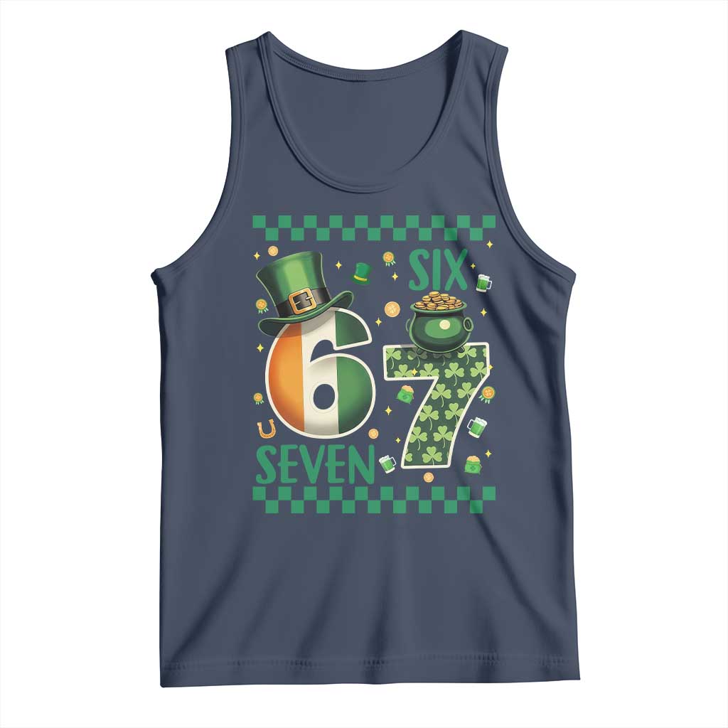 Funny St Patricks Six Seven Tank Top Gen Z Irish Gift TS12 Navy Print Your Wear