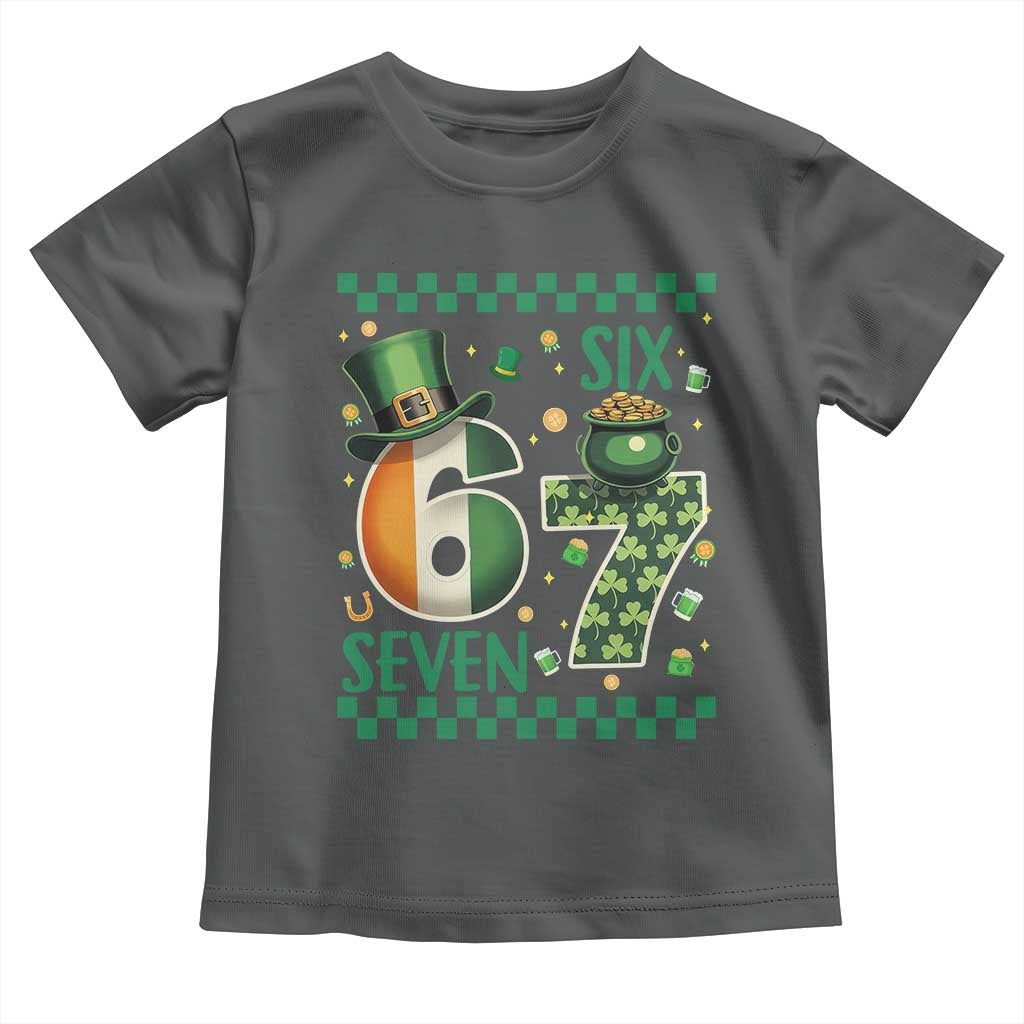 Funny St Patricks Six Seven Toddler T Shirt Gen Z Irish Gift TS12 Dark Heather Print Your Wear