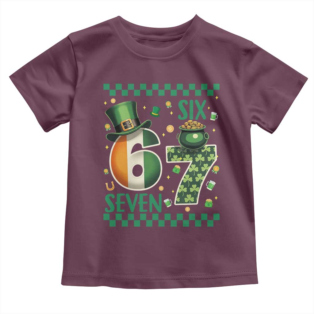 Funny St Patricks Six Seven Toddler T Shirt Gen Z Irish Gift TS12 Maroon Print Your Wear