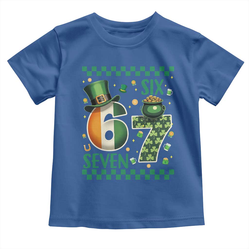 Funny St Patricks Six Seven Toddler T Shirt Gen Z Irish Gift TS12 Royal Blue Print Your Wear