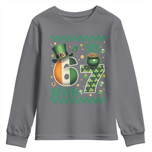 Funny St Patricks Six Seven Youth Sweatshirt Gen Z Irish Gift TS12 Charcoal Print Your Wear