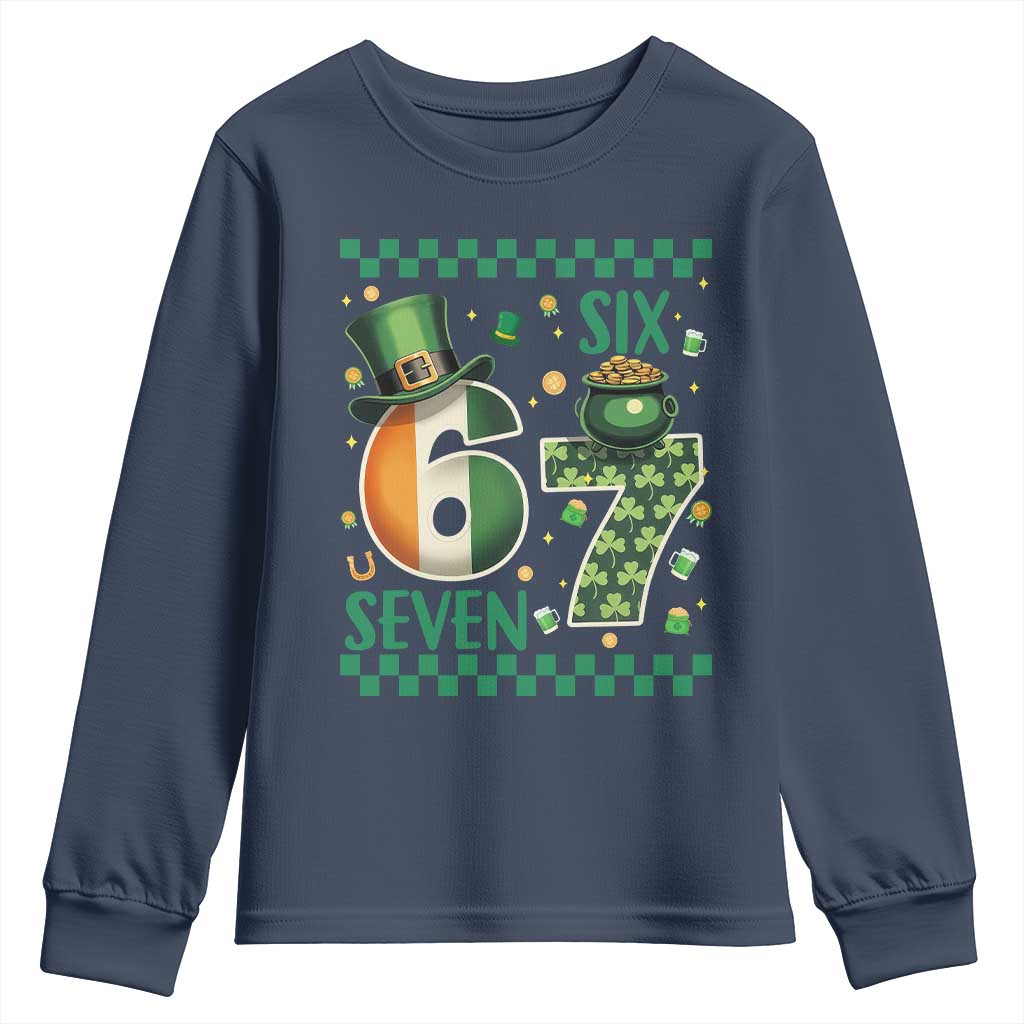 Funny St Patricks Six Seven Youth Sweatshirt Gen Z Irish Gift TS12 Navy Print Your Wear