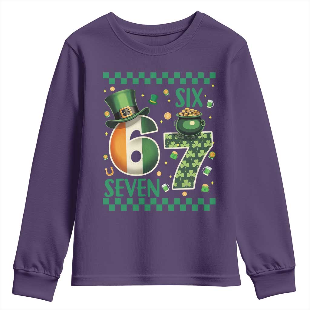 Funny St Patricks Six Seven Youth Sweatshirt Gen Z Irish Gift TS12 Purple Print Your Wear