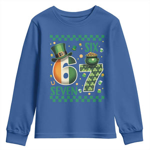 Funny St Patricks Six Seven Youth Sweatshirt Gen Z Irish Gift TS12 Royal Blue Print Your Wear