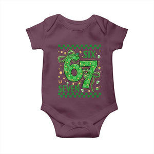 Funny St Patricks Day Baby Onesie Six Seven Meme Irish Gag Gift TS12 Maroon Print Your Wear