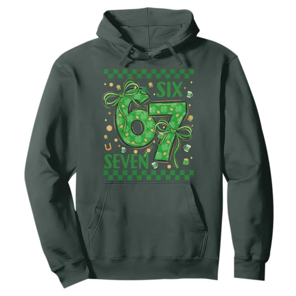Funny St Patricks Day Hoodie Six Seven Meme Irish Gag Gift TS12 Dark Forest Green Print Your Wear