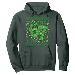 Funny St Patricks Day Hoodie Six Seven Meme Irish Gag Gift TS12 Dark Forest Green Print Your Wear