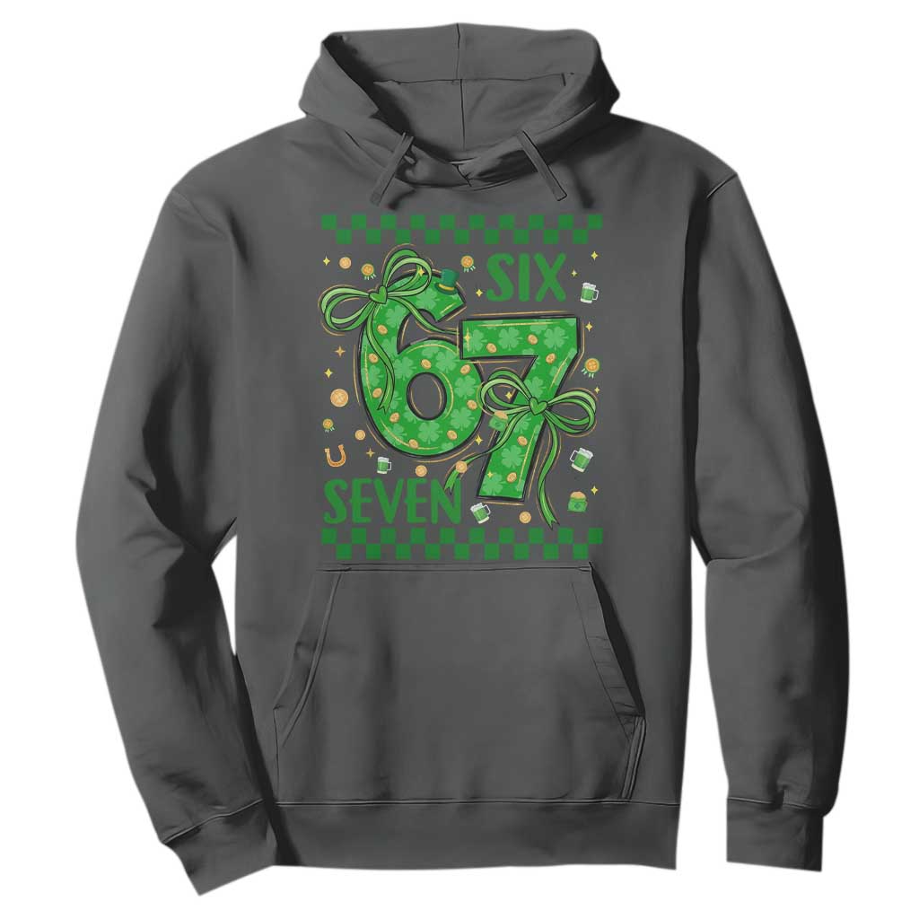 Funny St Patricks Day Hoodie Six Seven Meme Irish Gag Gift TS12 Dark Heather Print Your Wear