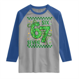 Funny St Patricks Day Raglan Shirt Six Seven Meme Irish Gag Gift TS12 Sport Gray Royal Print Your Wear