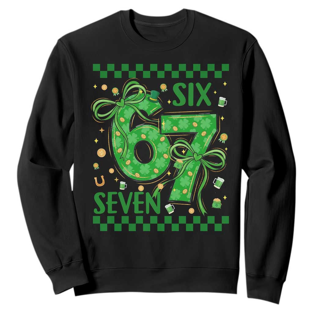 Funny St Patricks Day Sweatshirt Six Seven Meme Irish Gag Gift TS12 Black Print Your Wear