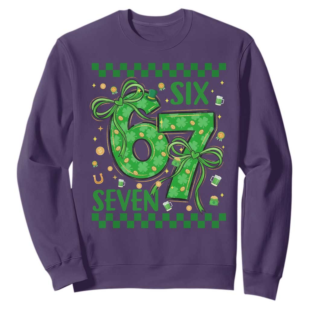 Funny St Patricks Day Sweatshirt Six Seven Meme Irish Gag Gift TS12 Purple Print Your Wear