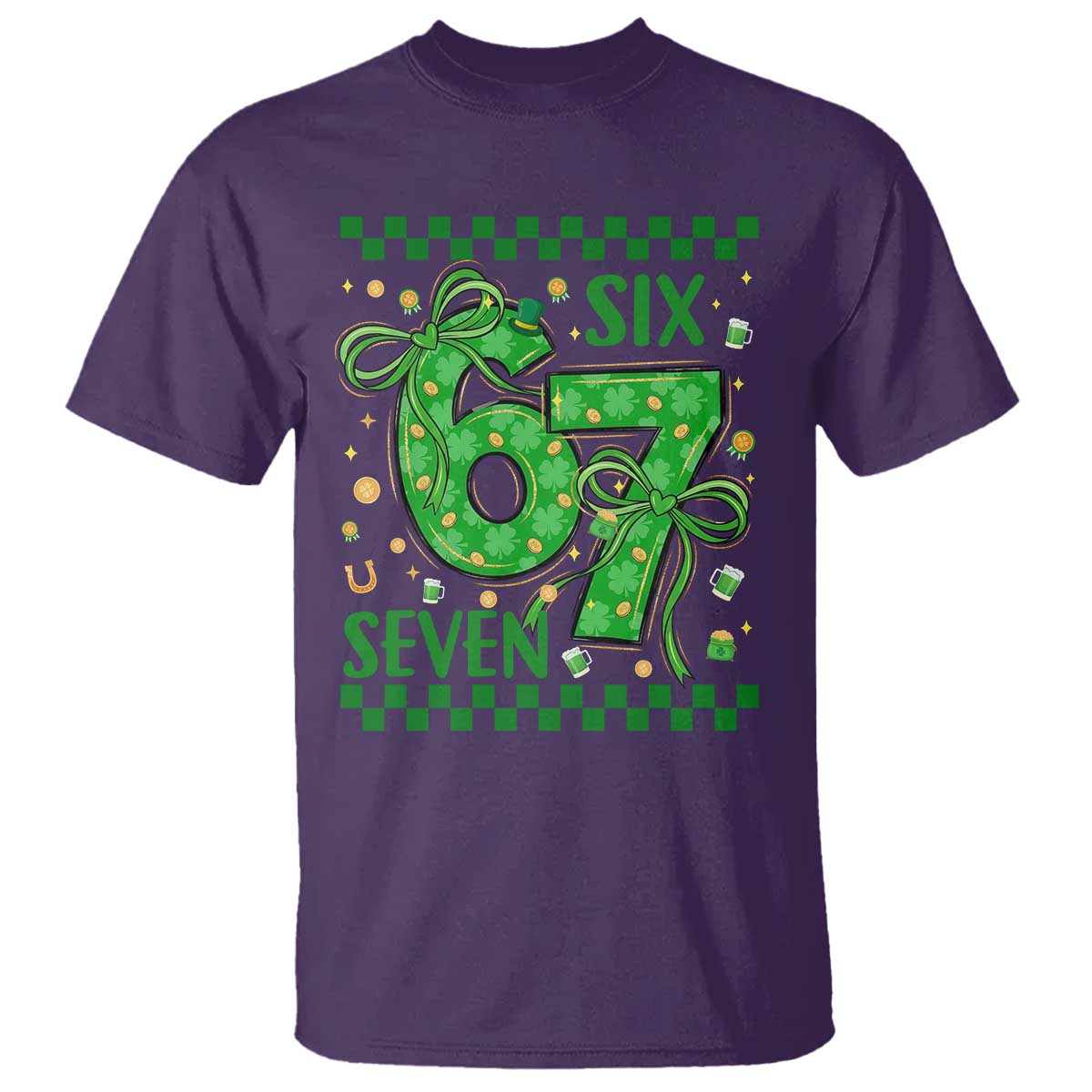 Funny St Patricks Day T Shirt Six Seven Meme Irish Gag Gift TS12 Purple Print Your Wear