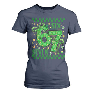Funny St Patricks Day T Shirt For Women Six Seven Meme Irish Gag Gift TS12 Navy Print Your Wear