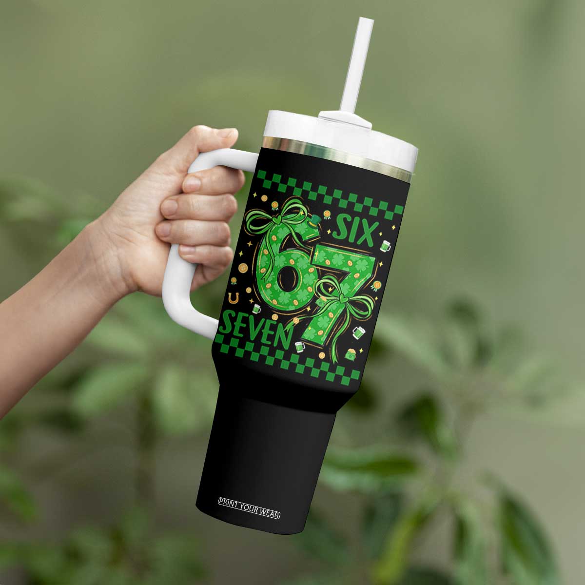 Funny St Patricks Day Tumbler With Handle Six Seven Meme Irish Gag Gift TS12 Print Your Wear
