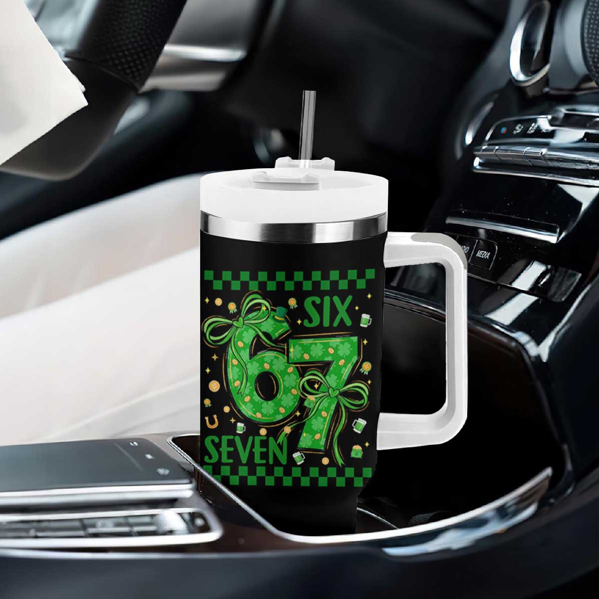 Funny St Patricks Day Tumbler With Handle Six Seven Meme Irish Gag Gift TS12 Print Your Wear