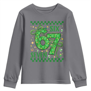 Funny St Patricks Day Youth Sweatshirt Six Seven Meme Irish Gag Gift TS12 Charcoal Print Your Wear