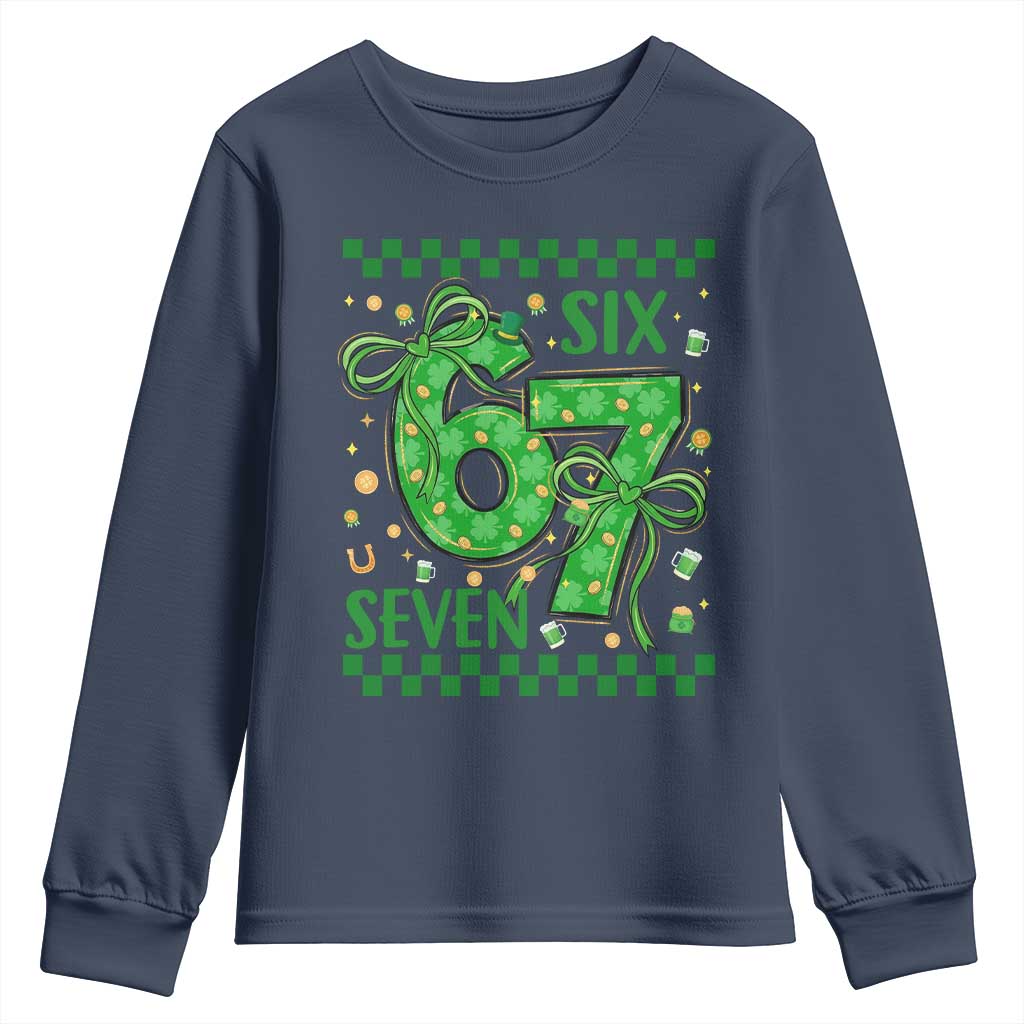 Funny St Patricks Day Youth Sweatshirt Six Seven Meme Irish Gag Gift TS12 Navy Print Your Wear