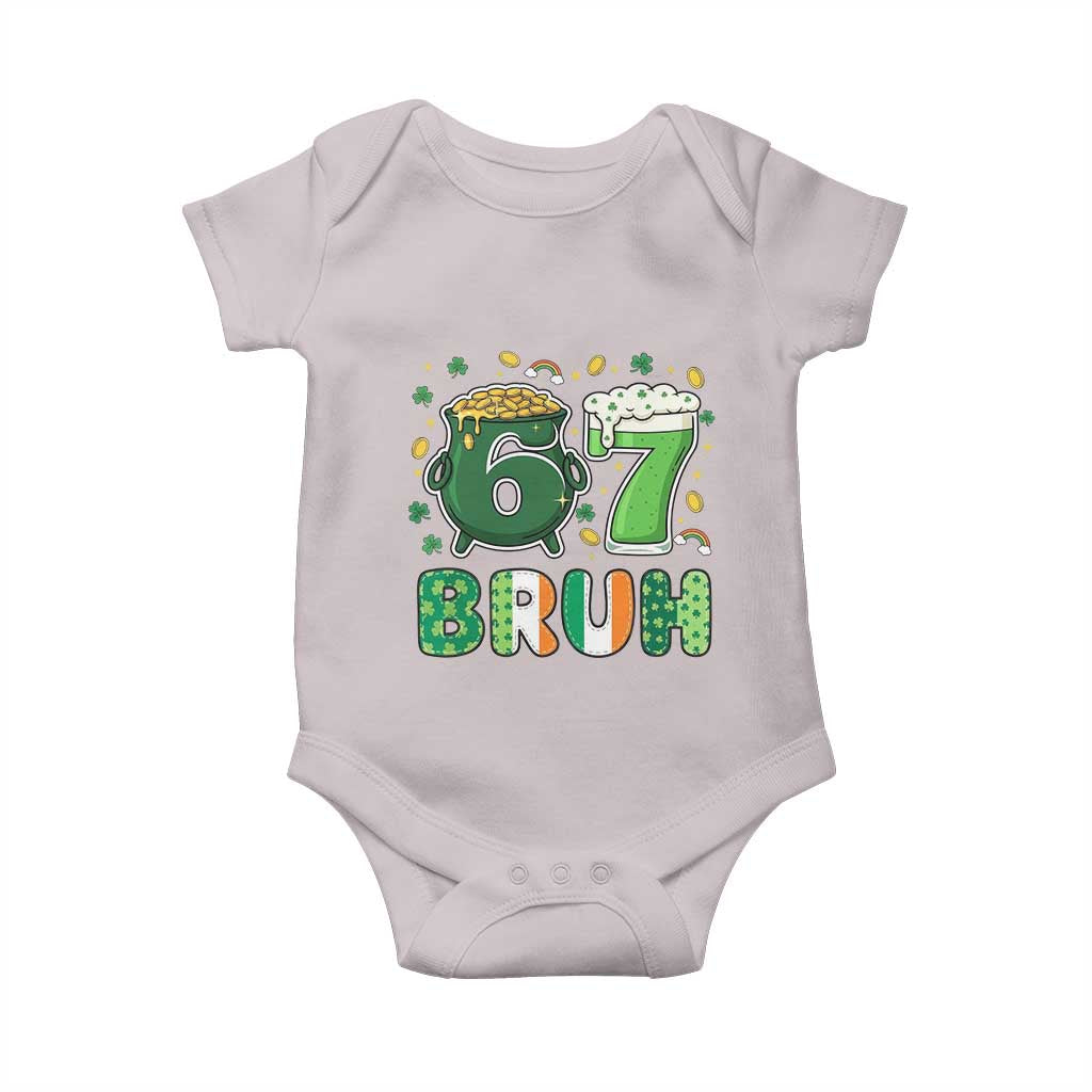 Funny St Patricks Day Six Seven Meme Baby Onesie Irish American Gift TS12 Ice Gray Print Your Wear