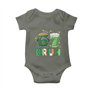 Funny St Patricks Day Six Seven Meme Baby Onesie Irish American Gift TS12 Military Green Print Your Wear