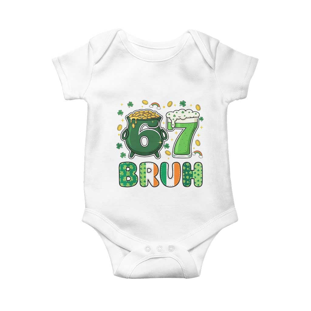 Funny St Patricks Day Six Seven Meme Baby Onesie Irish American Gift TS12 White Print Your Wear