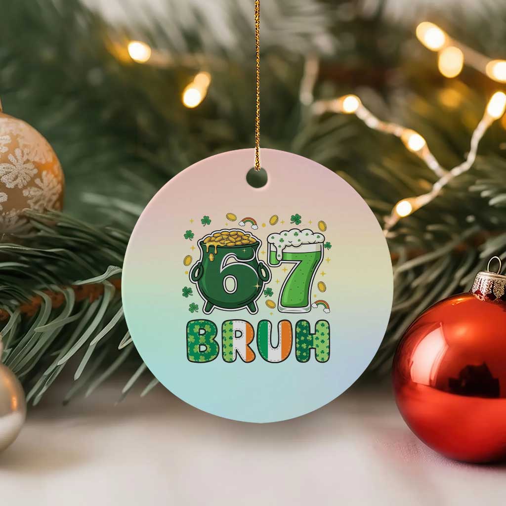 Funny St Patricks Day Six Seven Meme Ceramic Ornament Irish American Gift TS12 1pc Pastel Print Your Wear