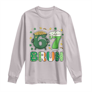 Funny St Patricks Day Six Seven Meme Long Sleeve Shirt Irish American Gift TS12 Ice Gray Print Your Wear