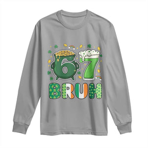 Funny St Patricks Day Six Seven Meme Long Sleeve Shirt Irish American Gift TS12 Sport Gray Print Your Wear